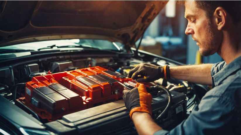 Un artisan automobile utilise de l'outillage pour voiture électrique