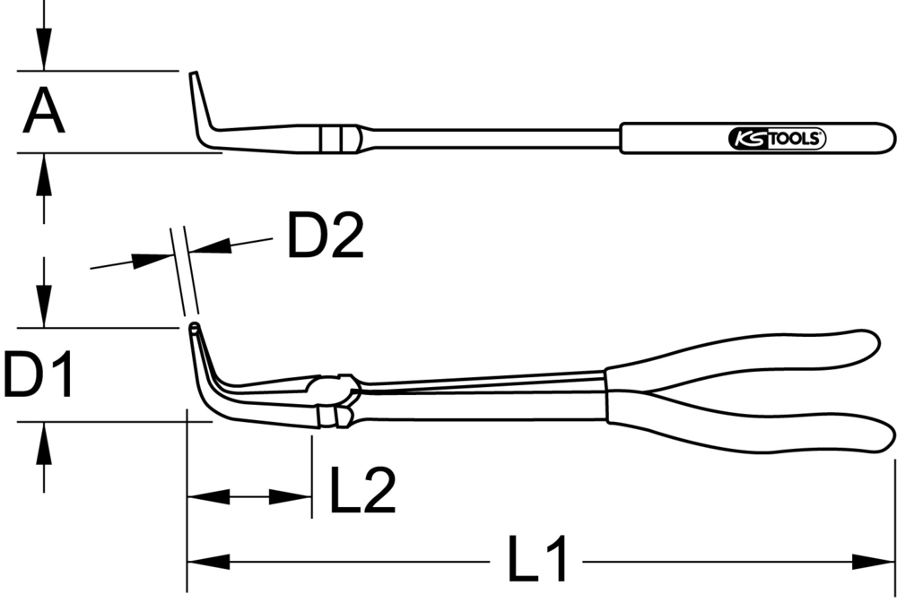 KS TOOLS 500.7053 Pince électronique extra-longue à bec coudée à 90°, 270mm