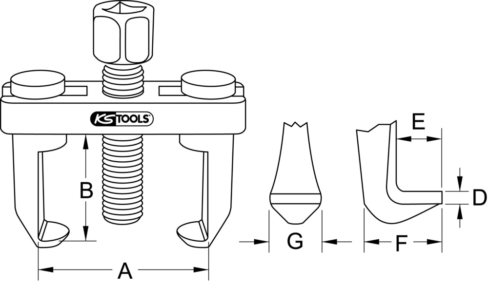 Extracteur de bras d'essuie-glace pour axe d. 15 mm x ht. Du bras