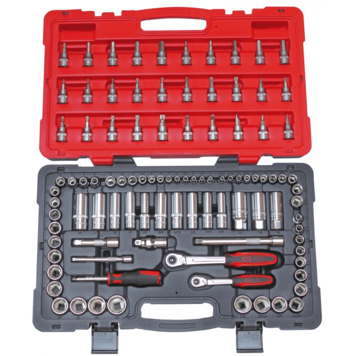 KS Tools - Coffret de douilles et accessoires ULTIMATE® pouces et métrique  - 1/4 - 3/8'', 99 pcs