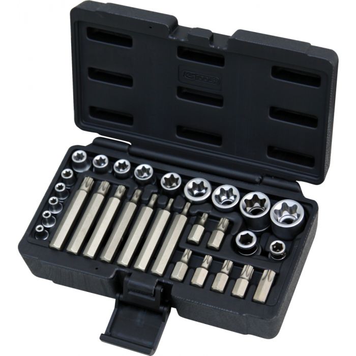 KS Tools - Coffret de douilles et douilles tournevis TORX®, 1/4'' - 3/8''  - 1/2'', 30 pièces