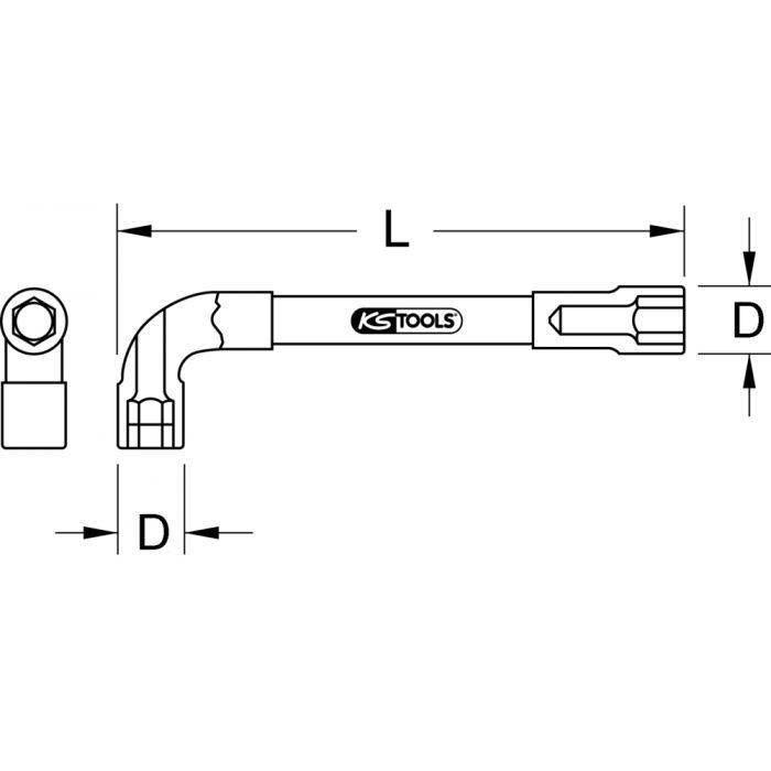 KS Tools - Clé à pipe débouchée, 13 mm - 6 pans